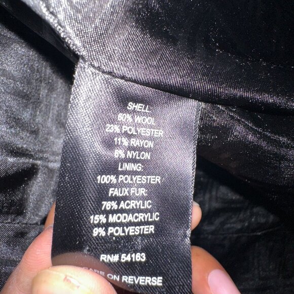 Ivanka Trump Peacoat Jacket Women 12 Black Outerwear Faux Fur Trim Belted Wool - Picture 6 of 16